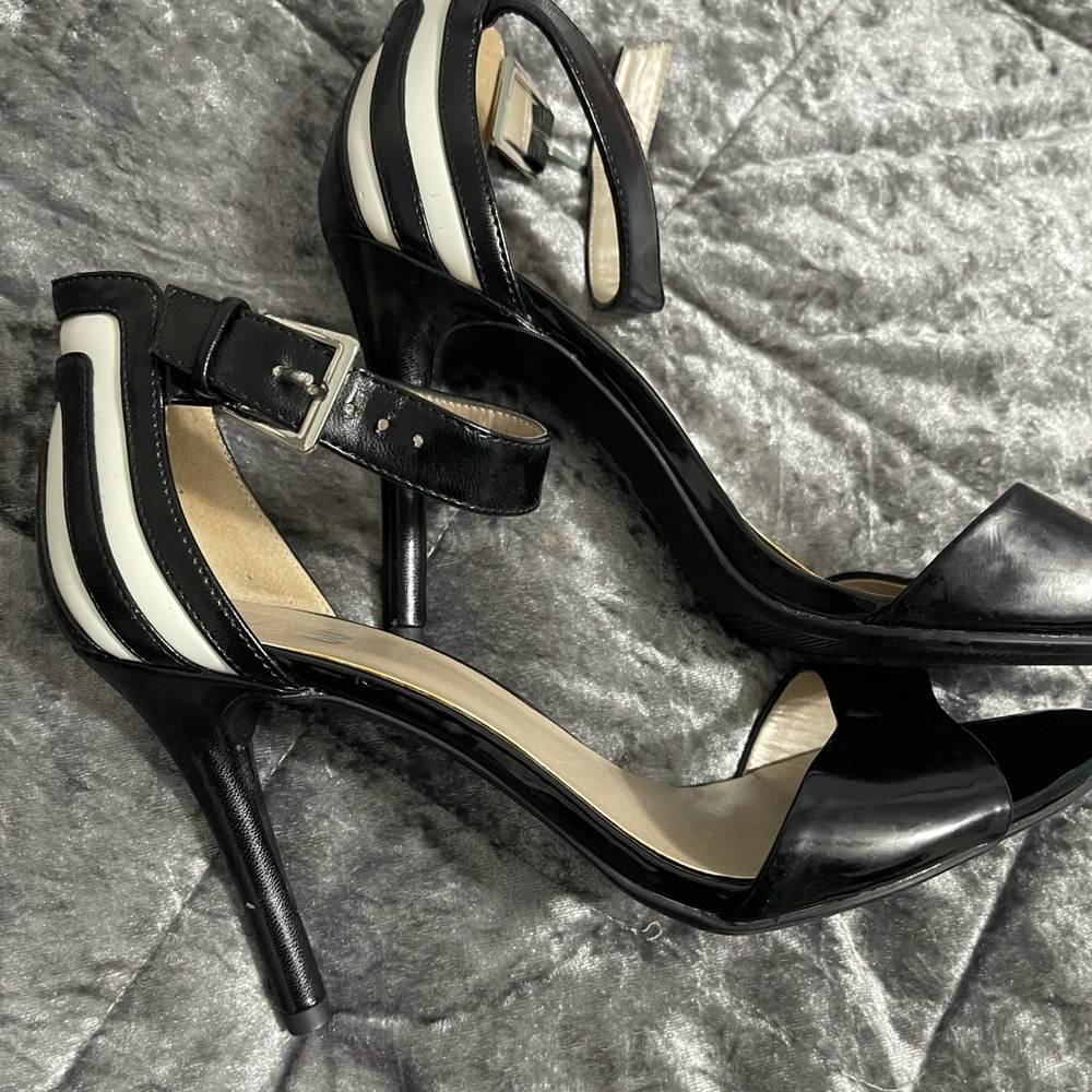 Black and white heels